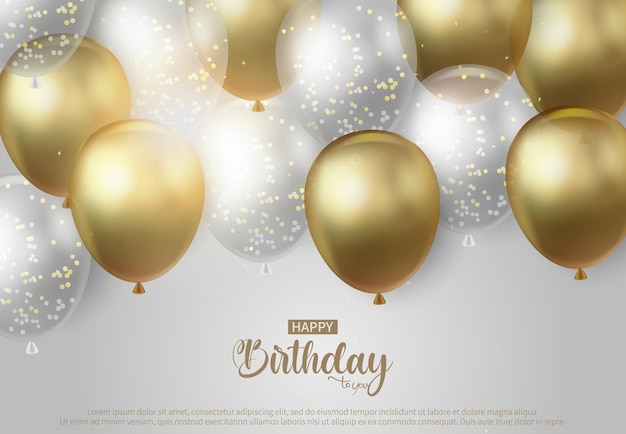 Diseño de fondo vectorial de globos de cumpleaños Feliz cumpleaños