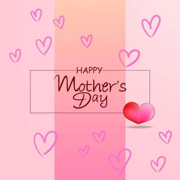 Diseño de fondo vectorial de tarjetas de felicitación para el día de la madre Tarjetas postales festivas para madres con icono de corazones rosados
