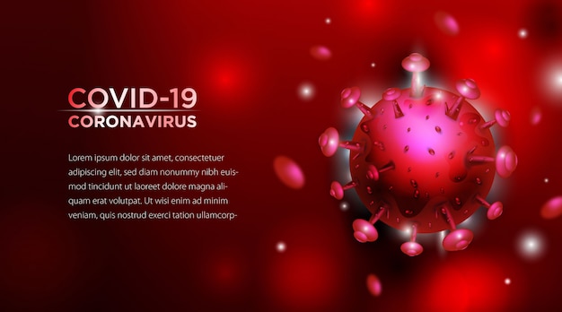 Diseño de fondo de virus rojo de brote pandémico de coronavirus covid-19