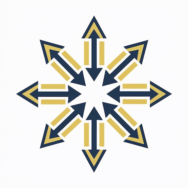 Un diseño en forma de estrella con múltiples flechas que emanan de su centro
