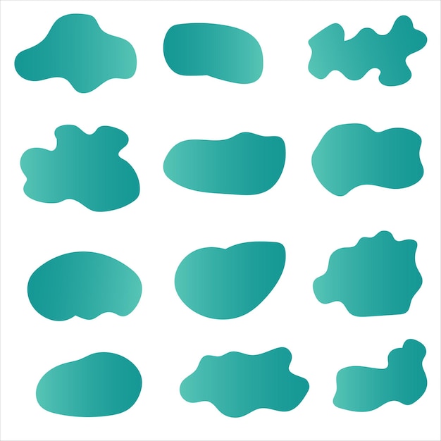 Diseño de forma fluida Conjunto de puntos acuáticos abstractos aislados con degradado o color dinámico Graduado abstracto