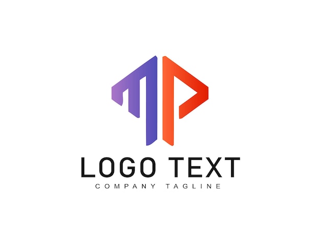 Diseño de la forma de la letra m p diseño abstracto del icono del logotipo comercial diseño del logotipo de la empresa idea del emblema de marca