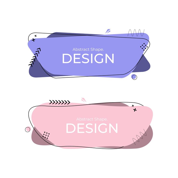 Diseño de formas creativas abstractas con flechas púrpura y rosa