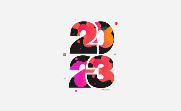 Diseño de formas líquidas abstractas con número 2023 feliz año nuevo elementos gráficos modernos Plantilla de ilustración vectorial