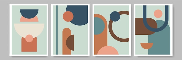 Diseño de formas planas minimalistas arte de pared boho con paletas de colores neutrales bohemia cálida