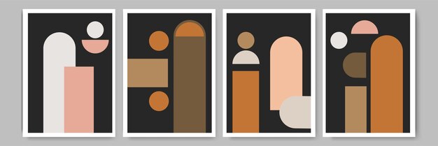 Diseño de formas planas minimalistas arte de pared boho con paletas de colores neutrales bohemia cálida