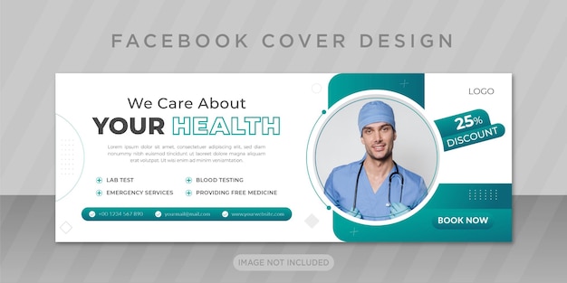 Diseño de foto de portada de Facebook de atención médica o plantilla de banner web 2022