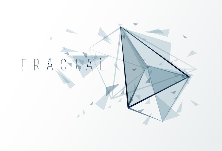 Vector diseño fractal de objetos de malla con fondo abstracto vectorial de líneas conectadas, elementos poligonales bajos en perspectiva 3d, tema de ciencia y tecnología.