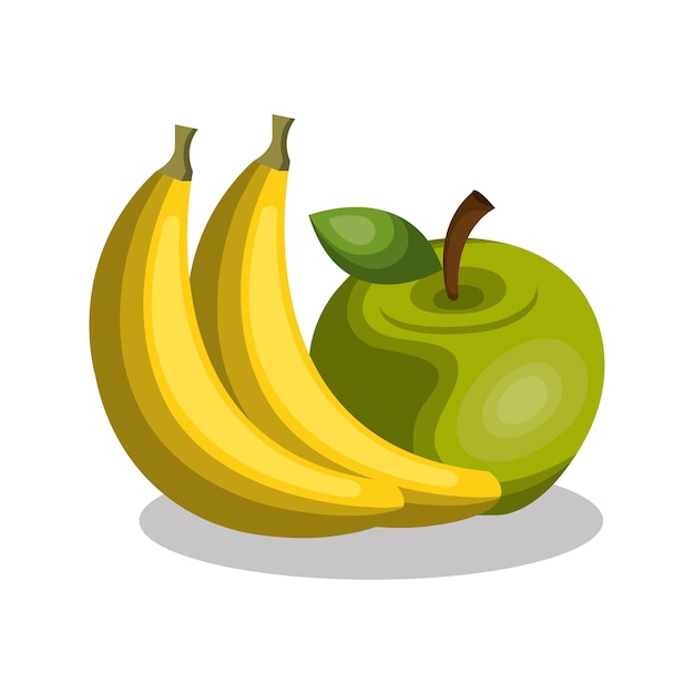 diseño fresco del ejemplo del vector del plátano y de la manzana