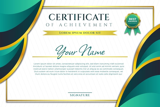 diseño de la frontera del marco del certificado de apreciación moderno verde y dorado