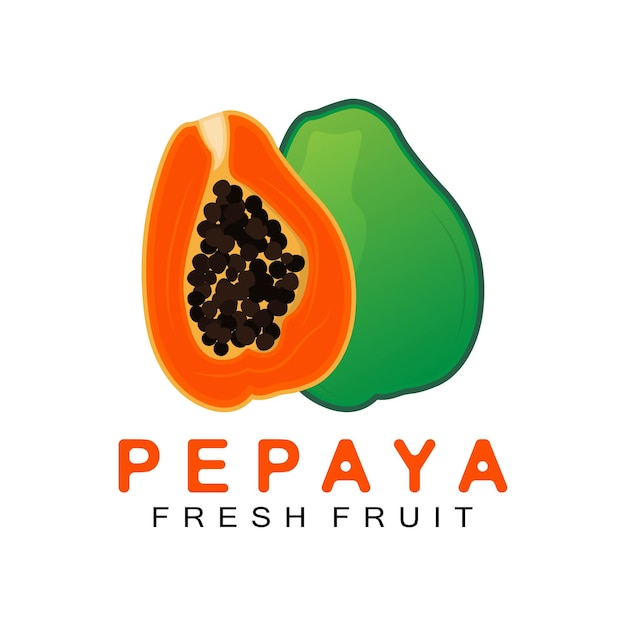 Diseño de fruta naranja texturizada papaya logo papaya tree marca producto etiqueta vector fruit market