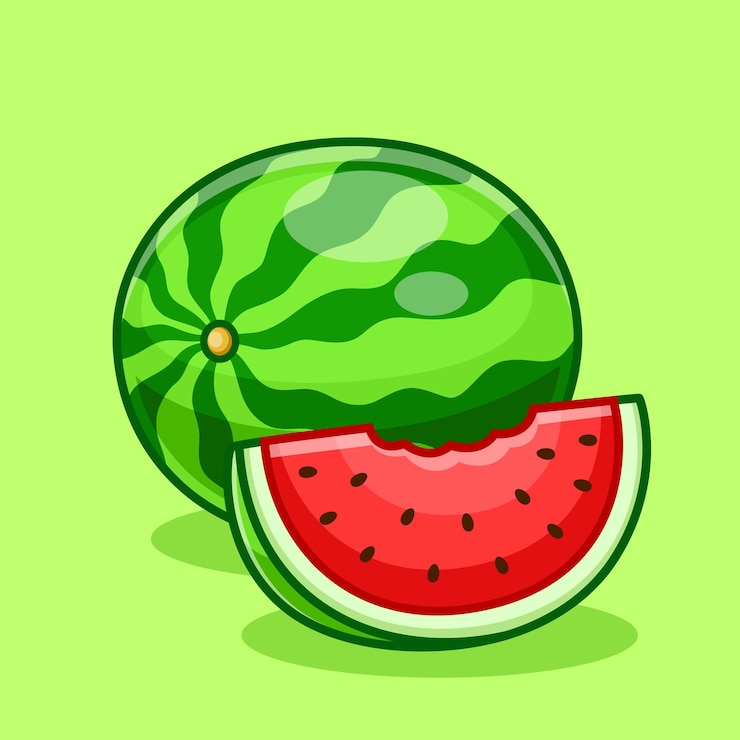 Vector el diseño de la fruta de sandía buah semangka es una ilustración de dibujos animados vectoriales.