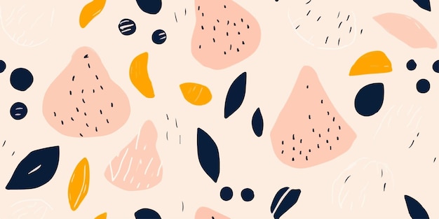Diseño de frutas abstractas minimalistas dibujadas a mano Collaje impresión contemporánea plantilla de moda