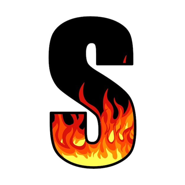 diseño de fuego en el vector de letras del alfabeto