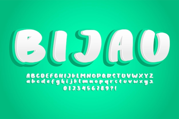 Diseño de fuente de dibujos animados lindo verde Tiffany