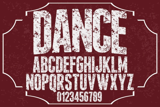 Vector diseño de fuente de letras vintage danza