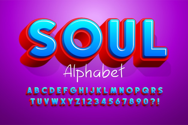 Diseño de fuente de pantalla colorida, alfabeto, letras y números.