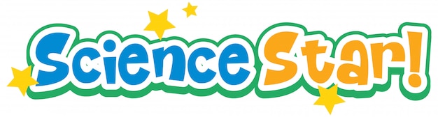 Diseño de fuente para word science star sobre fondo blanco.
