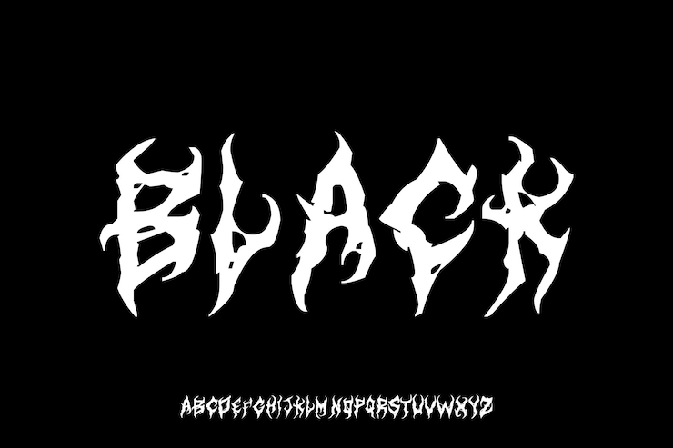 Vector diseño de fuentes alfabéticas de visualización vectorial creativa decorativa negra