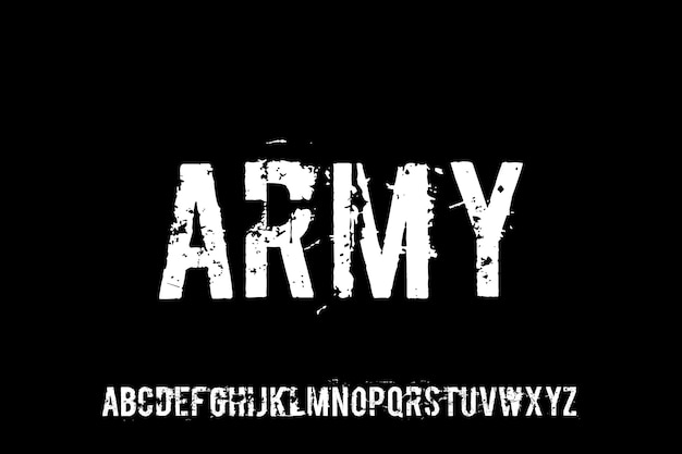 Diseño de fuentes de alfabeto condensado de vector creativo de Dusty Army