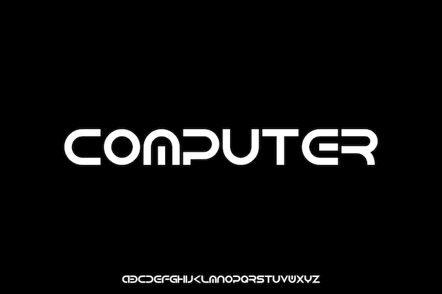 Diseño de fuentes de alfabeto deportivo vectorial creativo de computadora futurista