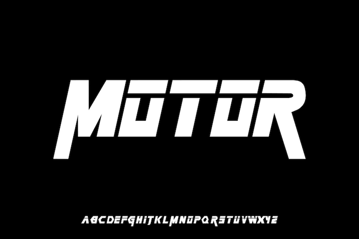 Vector diseño de fuentes del alfabeto futurista del vector creativo del motor deportivo