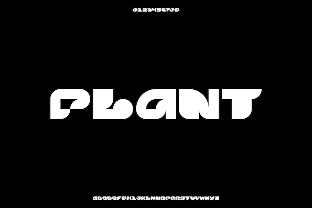 Diseño de fuentes de alfabeto personalizadas de vectores creativos de plantas