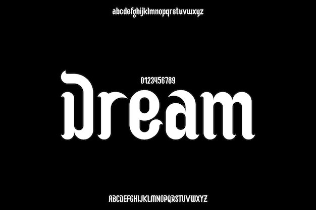 Diseño de fuentes del alfabeto de visualización vectorial creativa de sueños