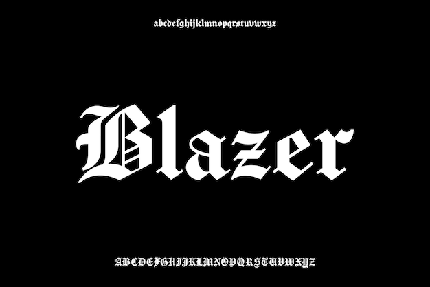 Diseño de fuentes clásicas Blazer Creative Vector Blackletter Alphabet