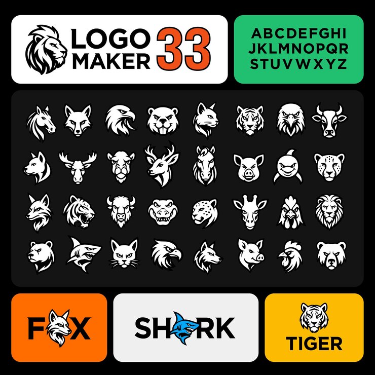 Diseño de fuentes de fabricante de logotipos visual fuente serif letras del alfabeto números para la tipografía del fabricante de logos