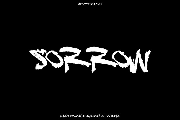 Vector el diseño de fuentes texturizadas de sorrow creative vector grunge brush alphabet