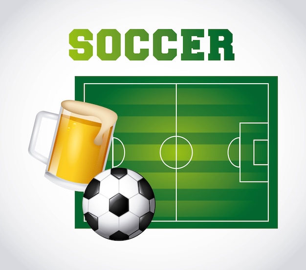 Diseño de fútbol y cerveza