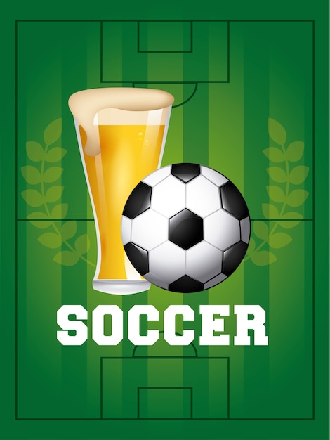 diseño de fútbol y cerveza