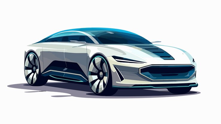 Vector diseño futurista de automóviles autónomos en vector plano aislado en fondo blanco