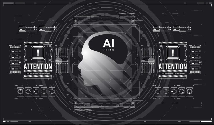 Vector diseño futurista de un cerebro de inteligencia artificial con elementos hud futuristas cerebro digital colorido brillante abstracto con fondo de circuito ai y concepto de tecnología