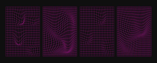 Diseño futurista retro de cuadrícula distorsionada rosada