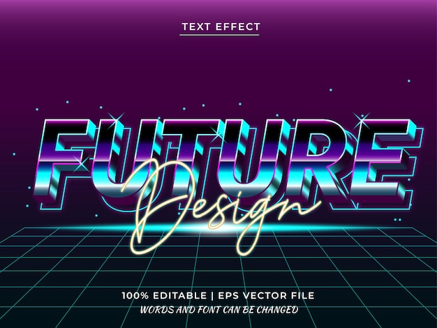 Diseño futuro efecto de texto editable premium vector estilo retro