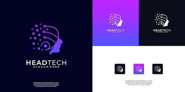 Diseño futuro del logotipo de la inteligencia artificial plantilla de diseño de logotipo de tecnología inteligente abstracta