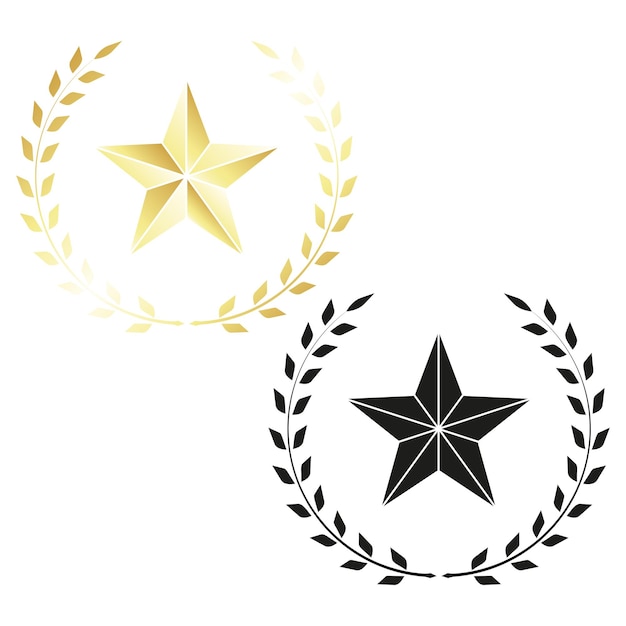 Diseño ganador del premio de estrella y corona de laurel redonda