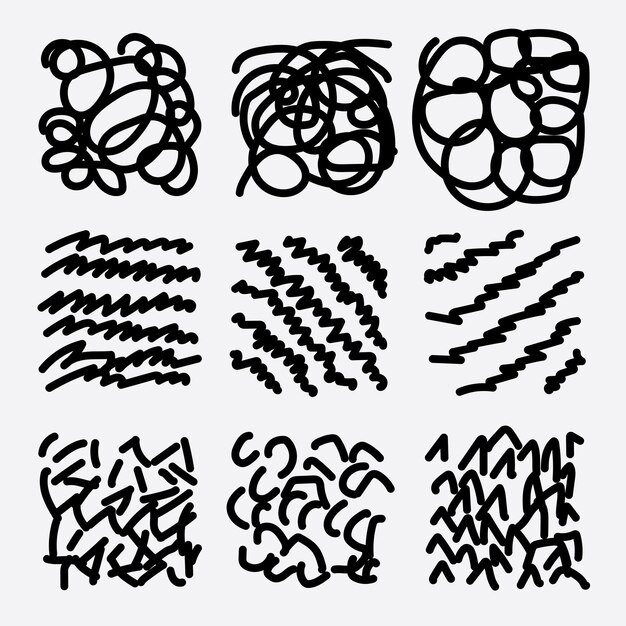 diseño de garabateo negro paquetes abstractos.