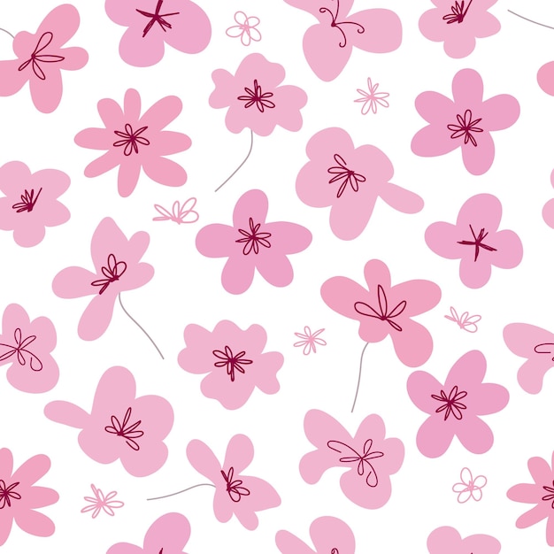 Vector diseño de garabatos gráficos florales patrón sin costuras flor mínima abstracta