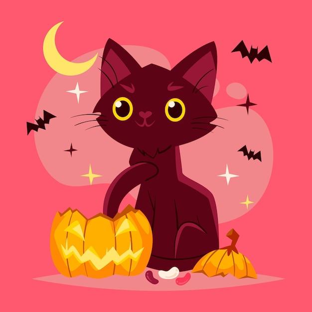 Diseño de gato festival de halloween