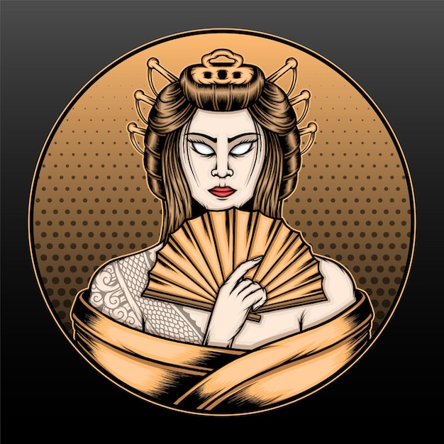 Diseño de geisha tradicional japonesa