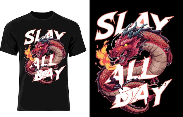 Diseño genial de camiseta de dragón vintage