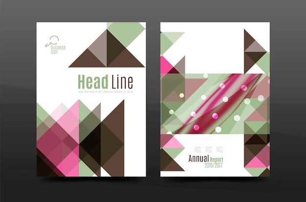 Vector diseño de geometría colorida informe anual a4 portada folleto plantilla diseño revista folleto o folleto