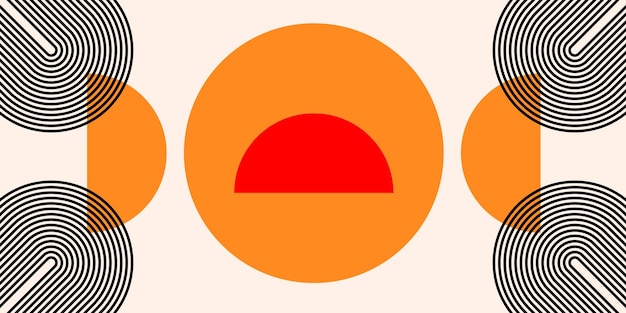 Diseño geométrico abstracto con círculos naranja y negro