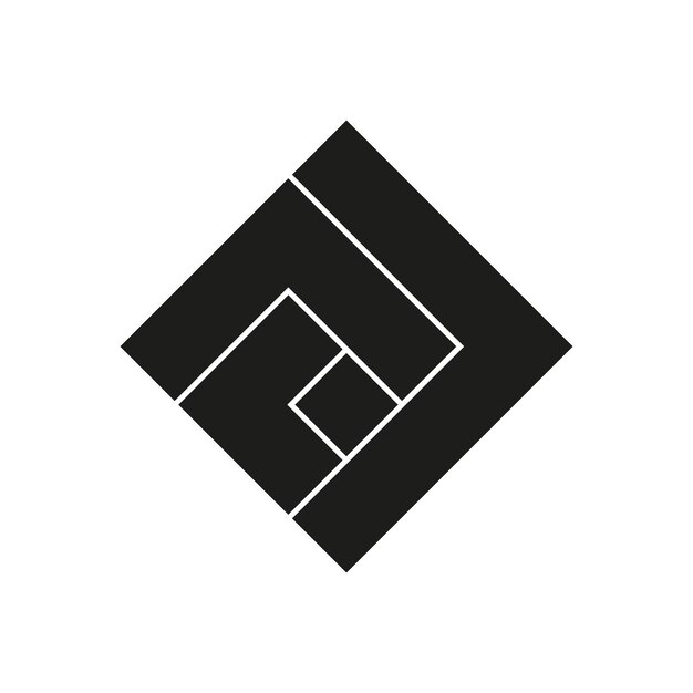 Diseño geométrico abstracto cuadrados entrelazados ilustración vectorial en blanco y negro
