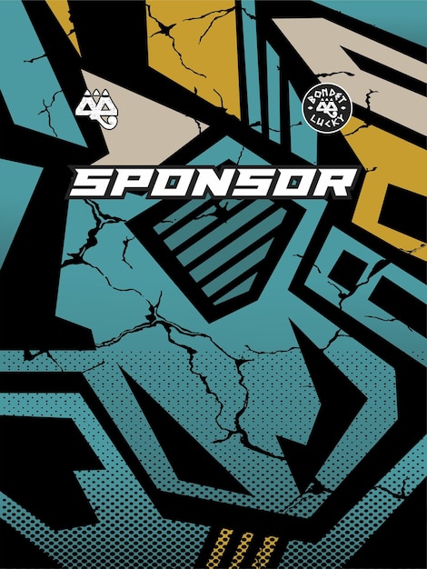 Diseño geométrico abstracto con el logotipo del patrocinador