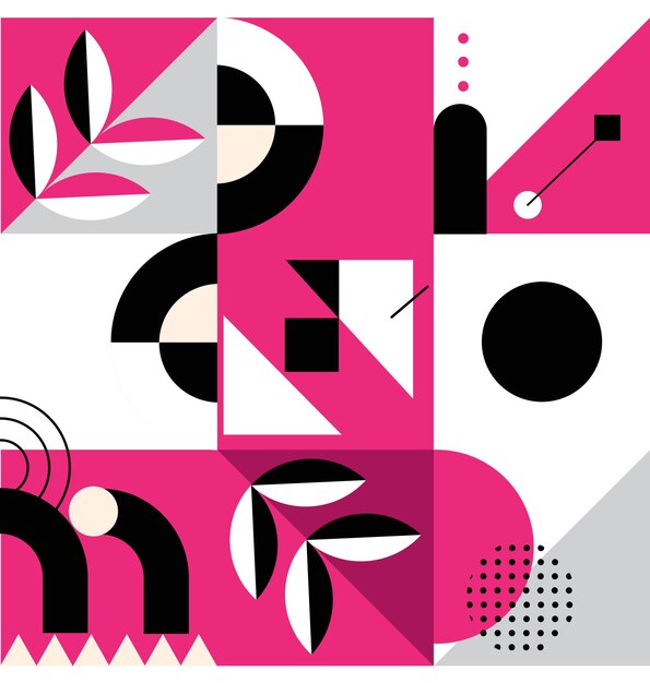 Diseño geométrico abstracto en rosa negro y blanco
