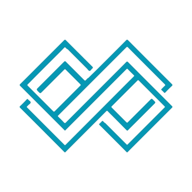 un diseño geométrico azul y blanco con un rectángulo azul en la parte superior